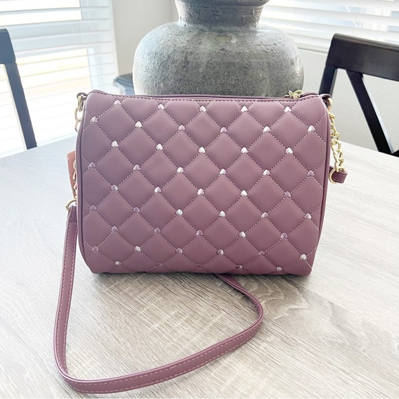 Betsey Johnson purse quilted crossbody - Mauve floral butterfly design - Picture 4 of 9